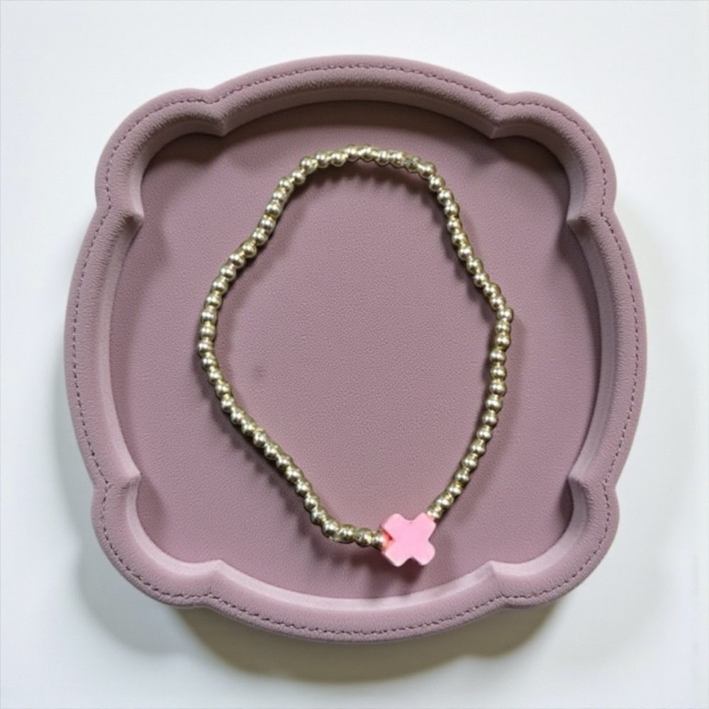 Pink and Gold Beaded Bracelet